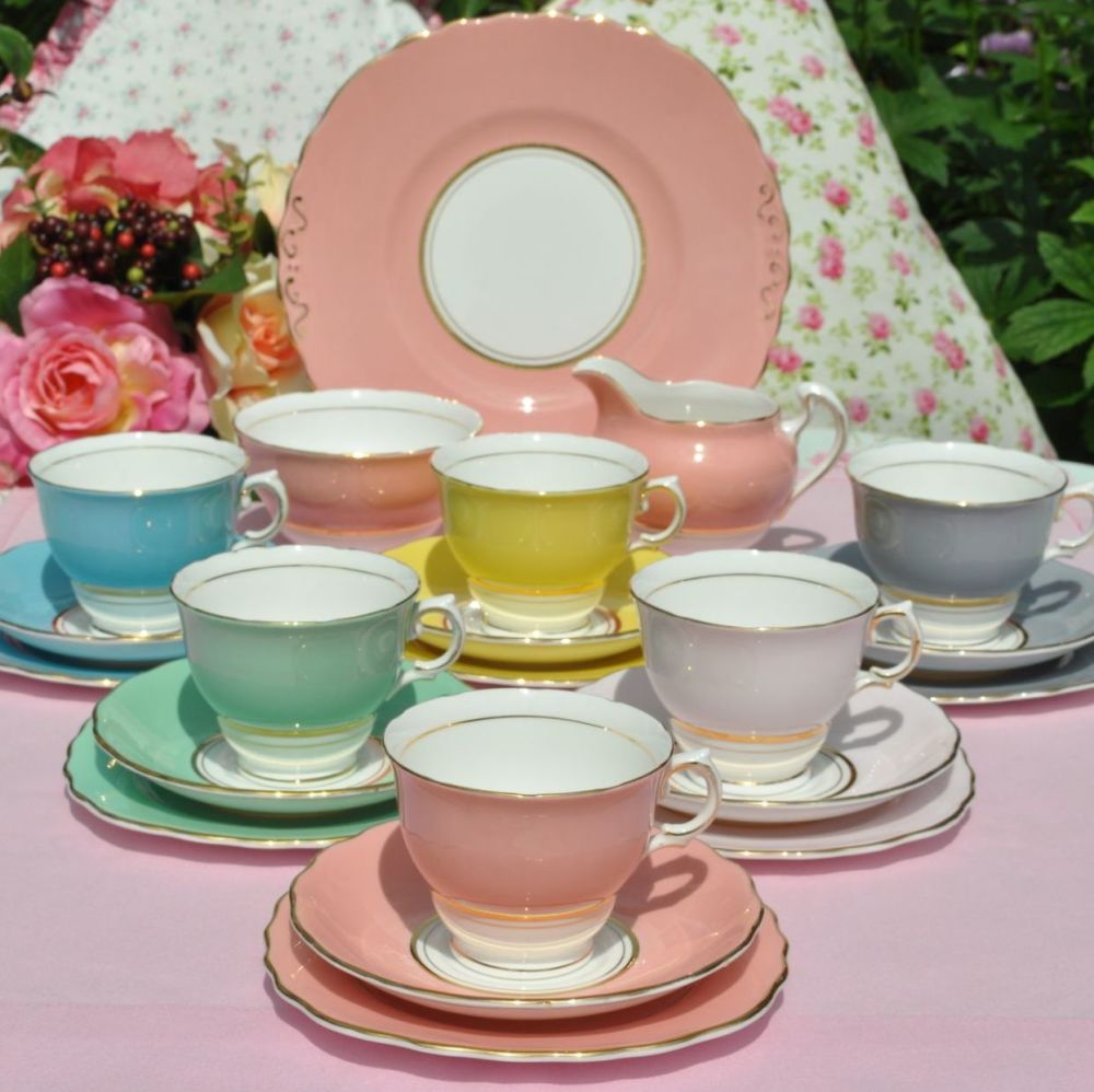 Colclough Harlequin Vintage China Tea Set c.1960s