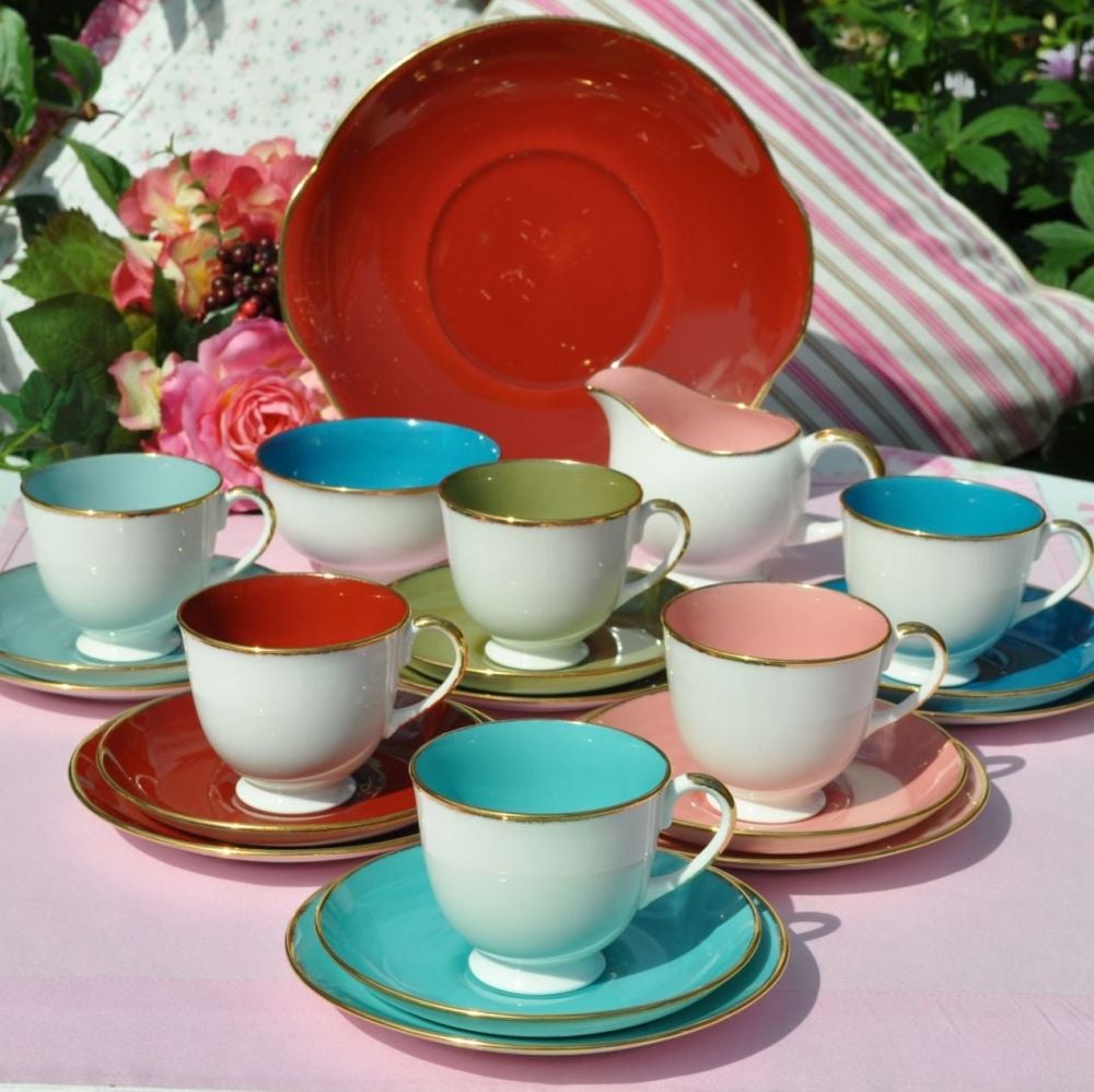 Susie Cooper Harlequin 21 Piece Tea Set c.1950s