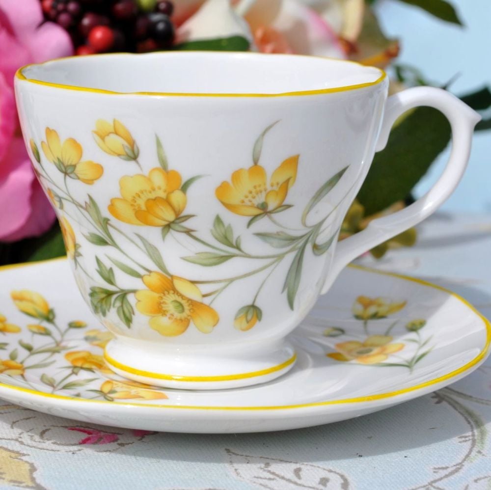 Royal Burlington Buttercup Pattern Teacup and Saucer c.1960s