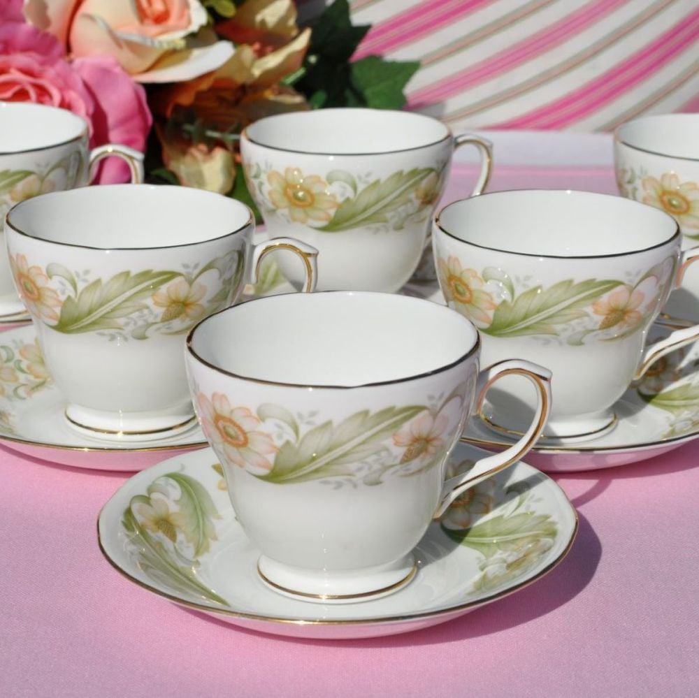 Duchess Greensleeves Set of Six Demitasse Teacups and Saucers