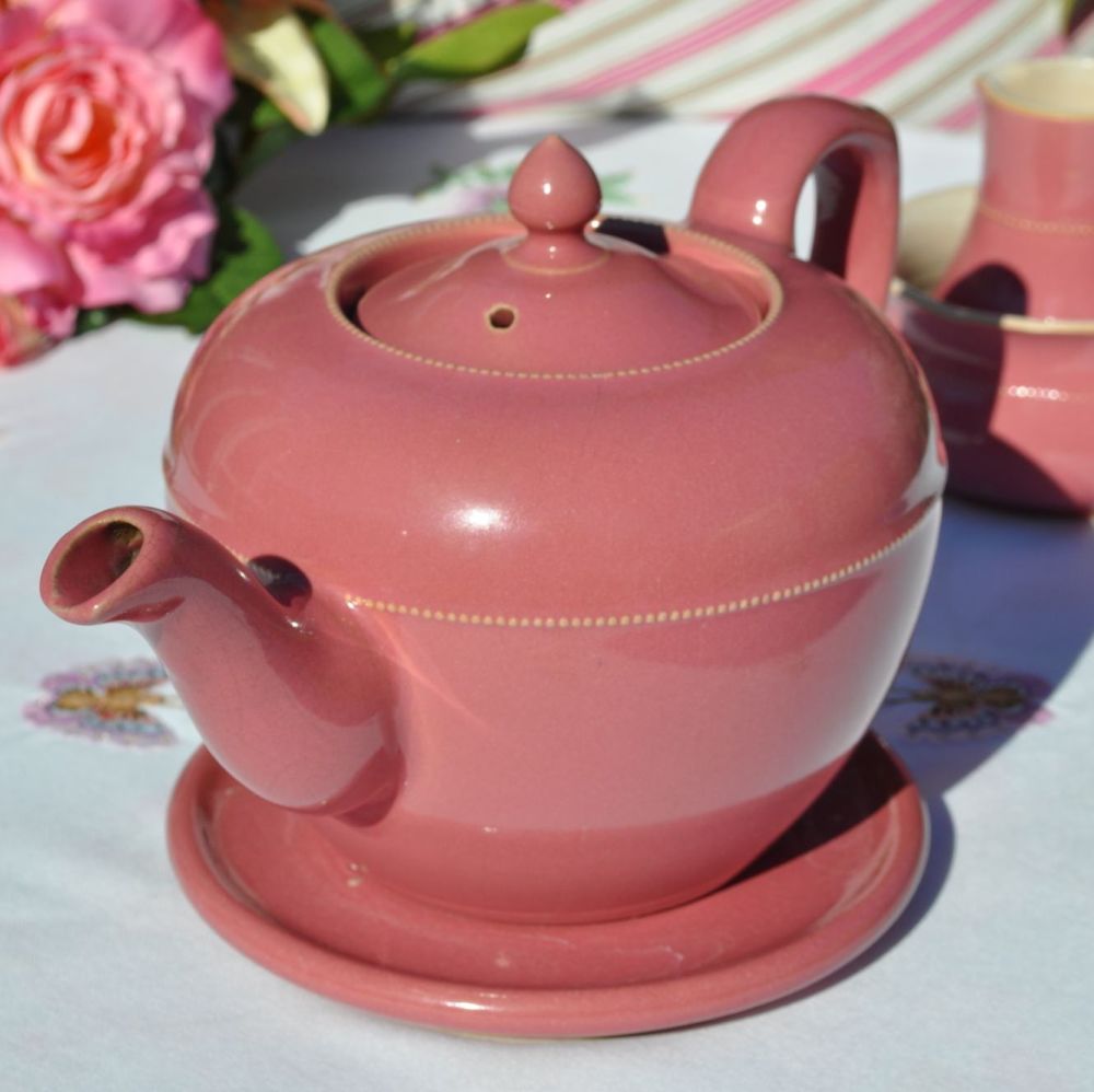 Lovatts Langley Ware Dusky Pink Teapot, Stand, Milk Jug and Sugar Bowl