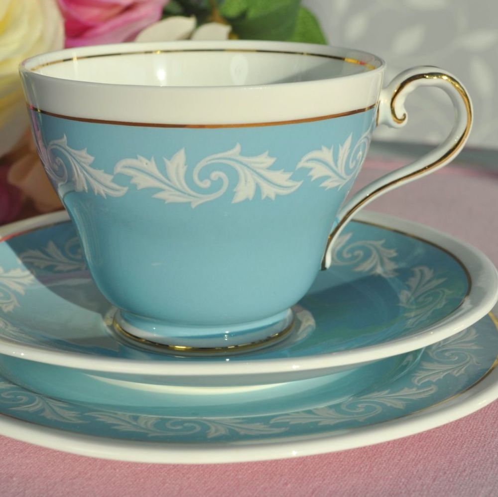 Aynsley 'Wedgwood Blue' and White Vintage Jasperware Style Trio