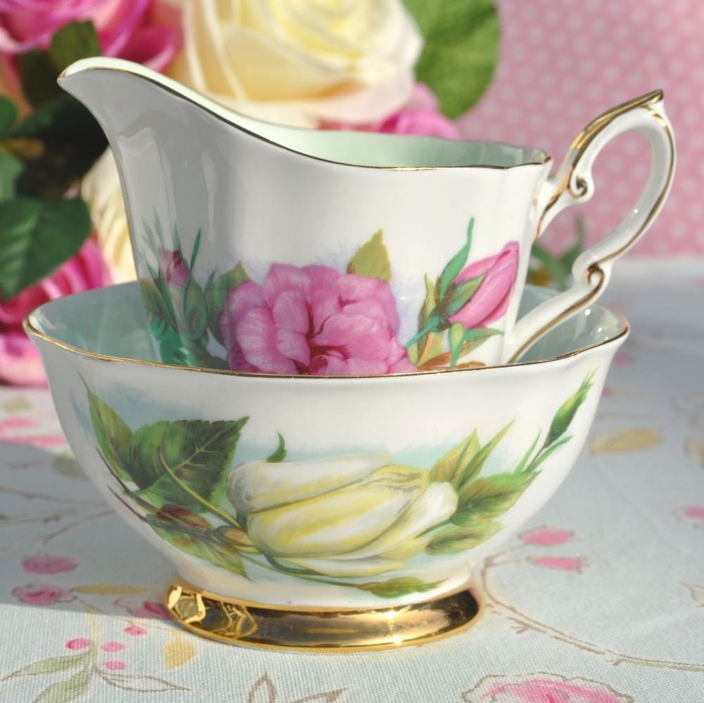 World Famous Roses Prelude and Virgo Milk Jug and Sugar Bowl c.1960's