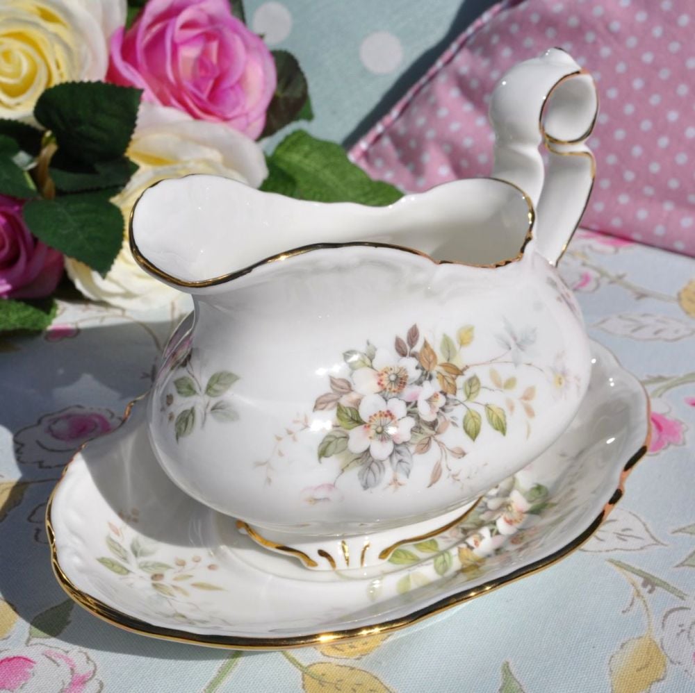 Royal Albert Haworth Ornate Sauce Boat and Stand c.1980s