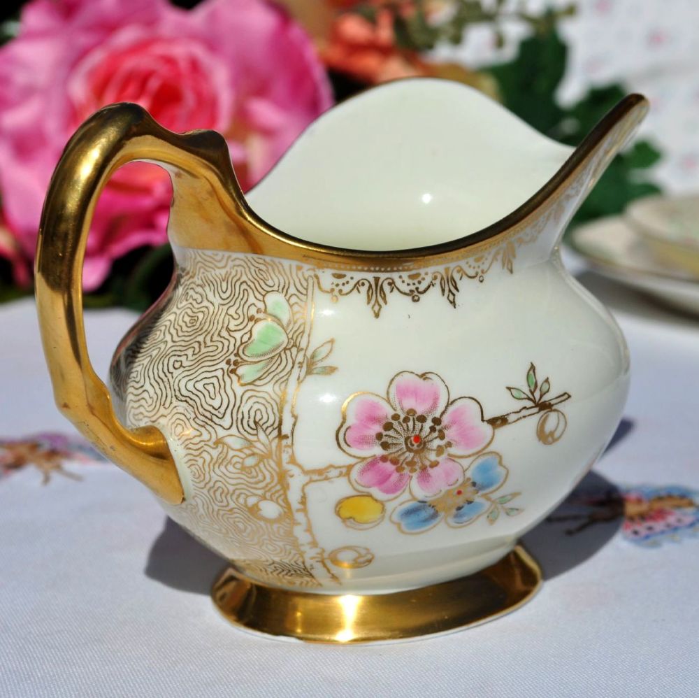 Tuscan Art Deco Cream and Gold Creamer Jug
