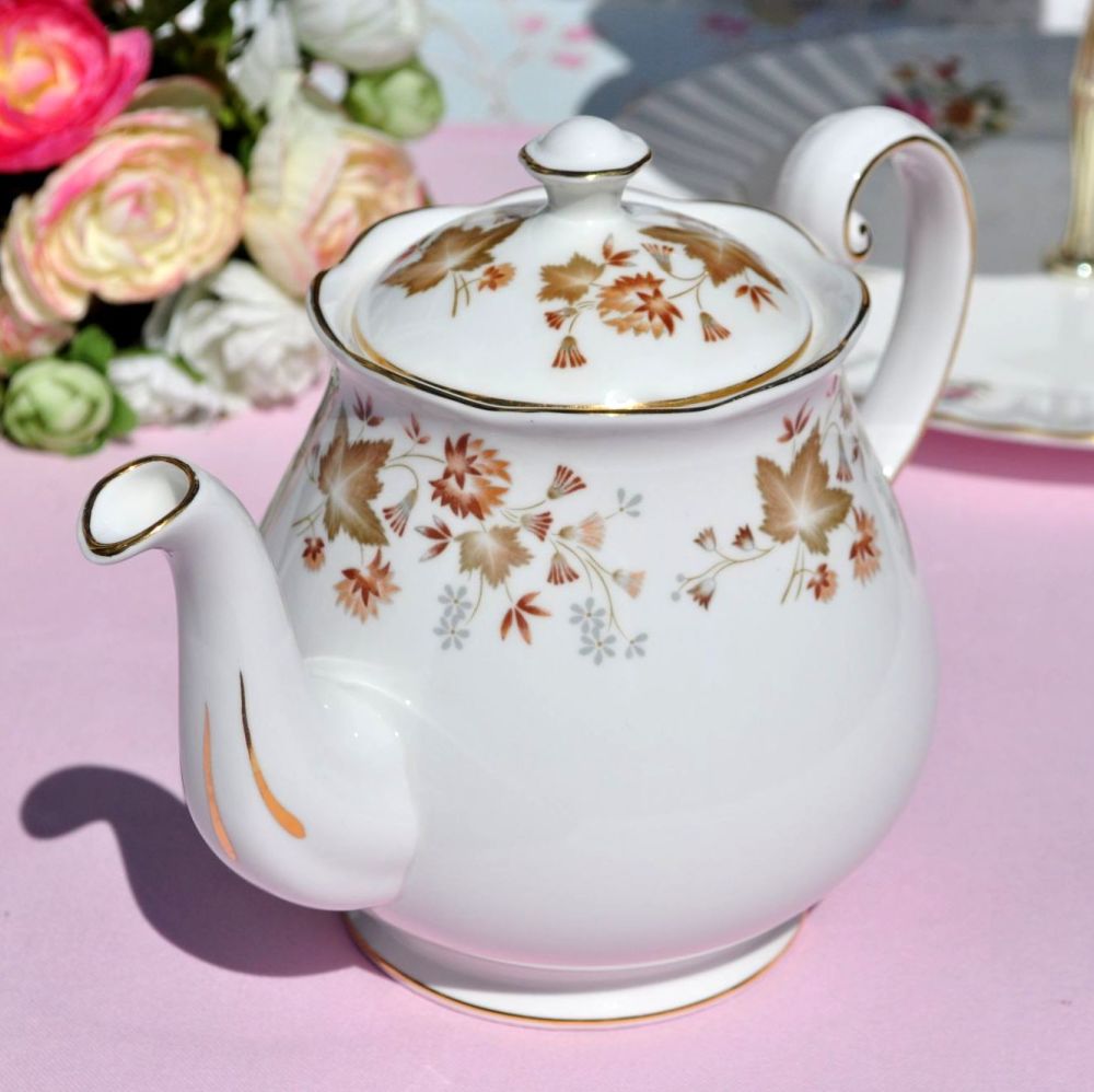 Colclough Avon Autumn Leaves Pattern Vintage China Teapot