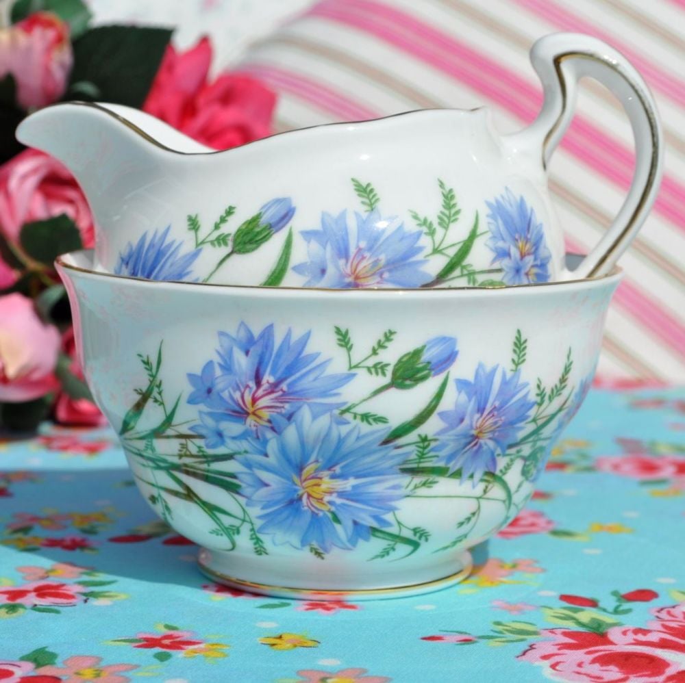 Royal Vale Cornflower Milk Jug & Sugar Bowl