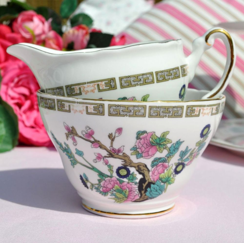 Regency Indian Tree Vintage Bone China Milk Jug & Sugar Bowl