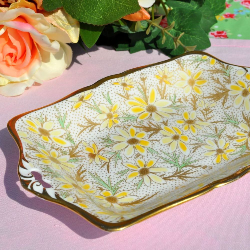 Tuscan Sunflower Hand Painted Vintage China Biscuit Tray c.1947+