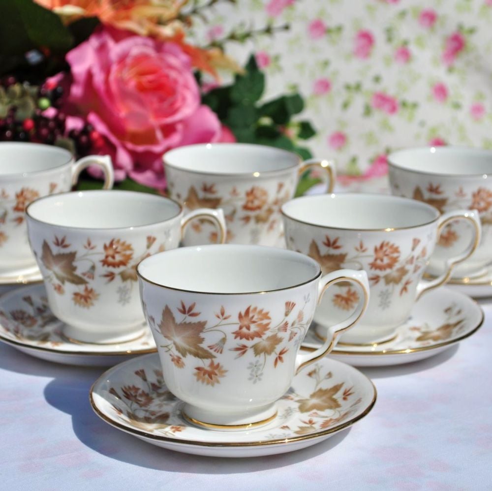 Colclough Avon Vintage China Demitasse Coffee Cups & Saucers Set