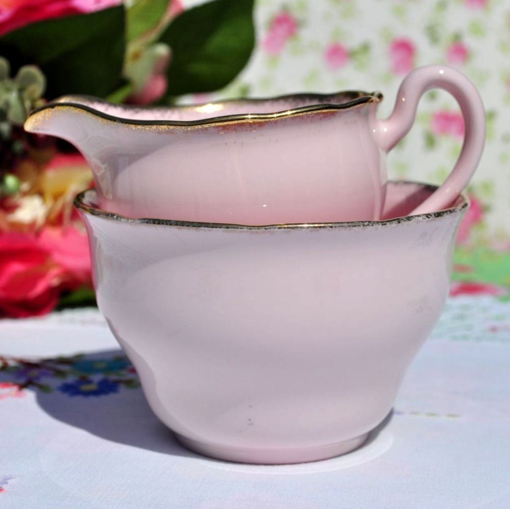 Royal Vale Pink Glazed Milk Jug & Sugar Bowl