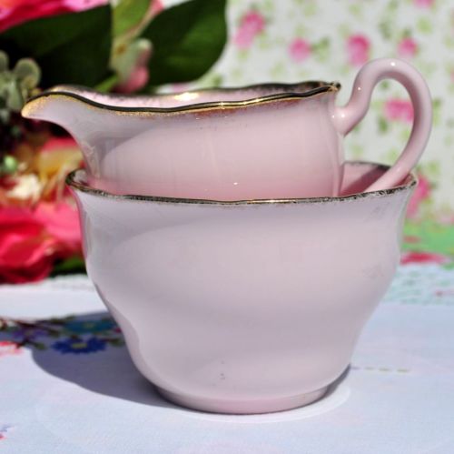 Royal Vale Pink Glazed Milk Jug & Sugar Bowl