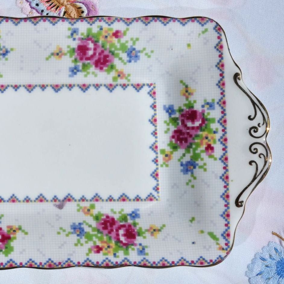 Royal Albert Petit Point China Biscuit or Sandwich Serving Tray c.1930s