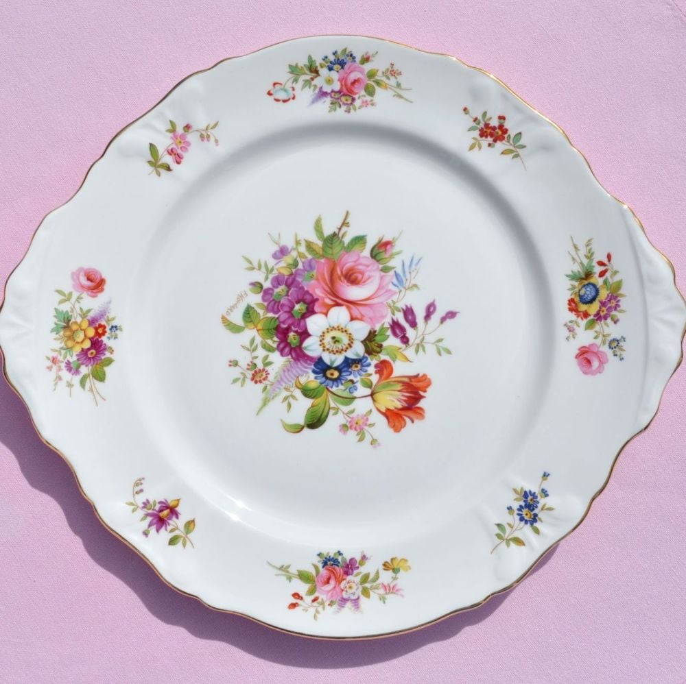 Hammersley Floral Vintage China Cake or Sandwich Serving Plate