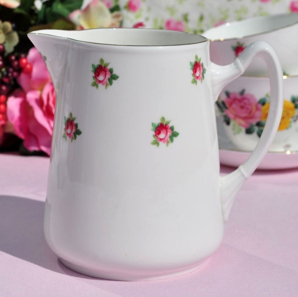 Adderley Ditsy Pink Roses Vintage China One Pint Jug c.1950s