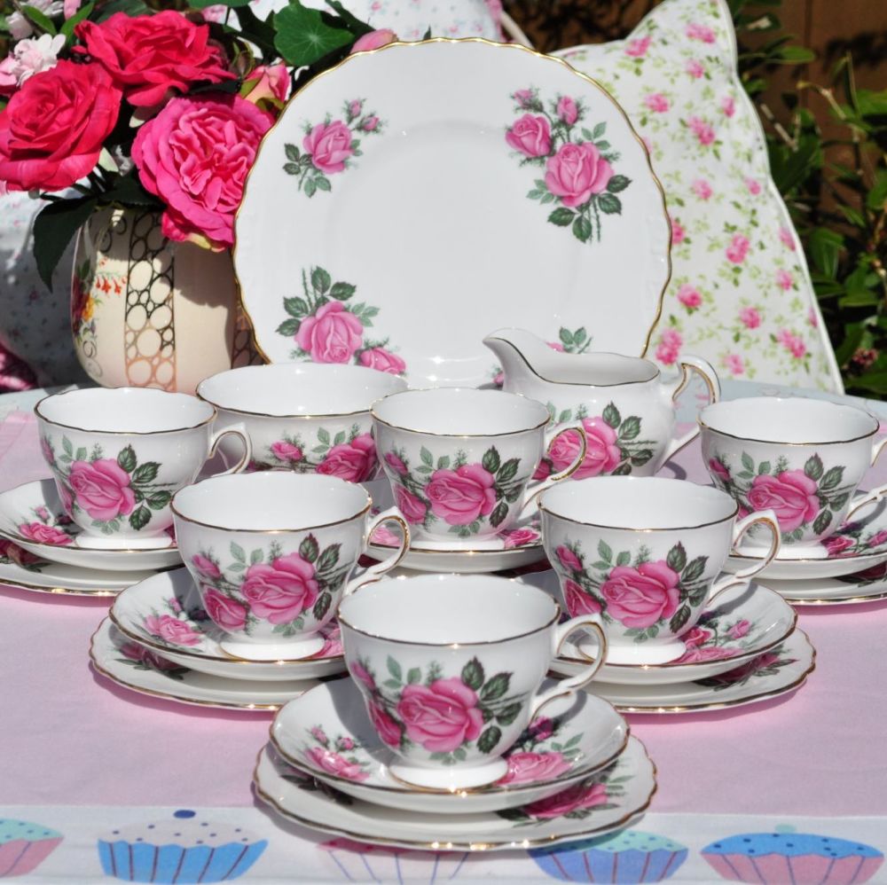 Royal Vale Vintage Tea Set 21 Piece Pink Roses Pattern