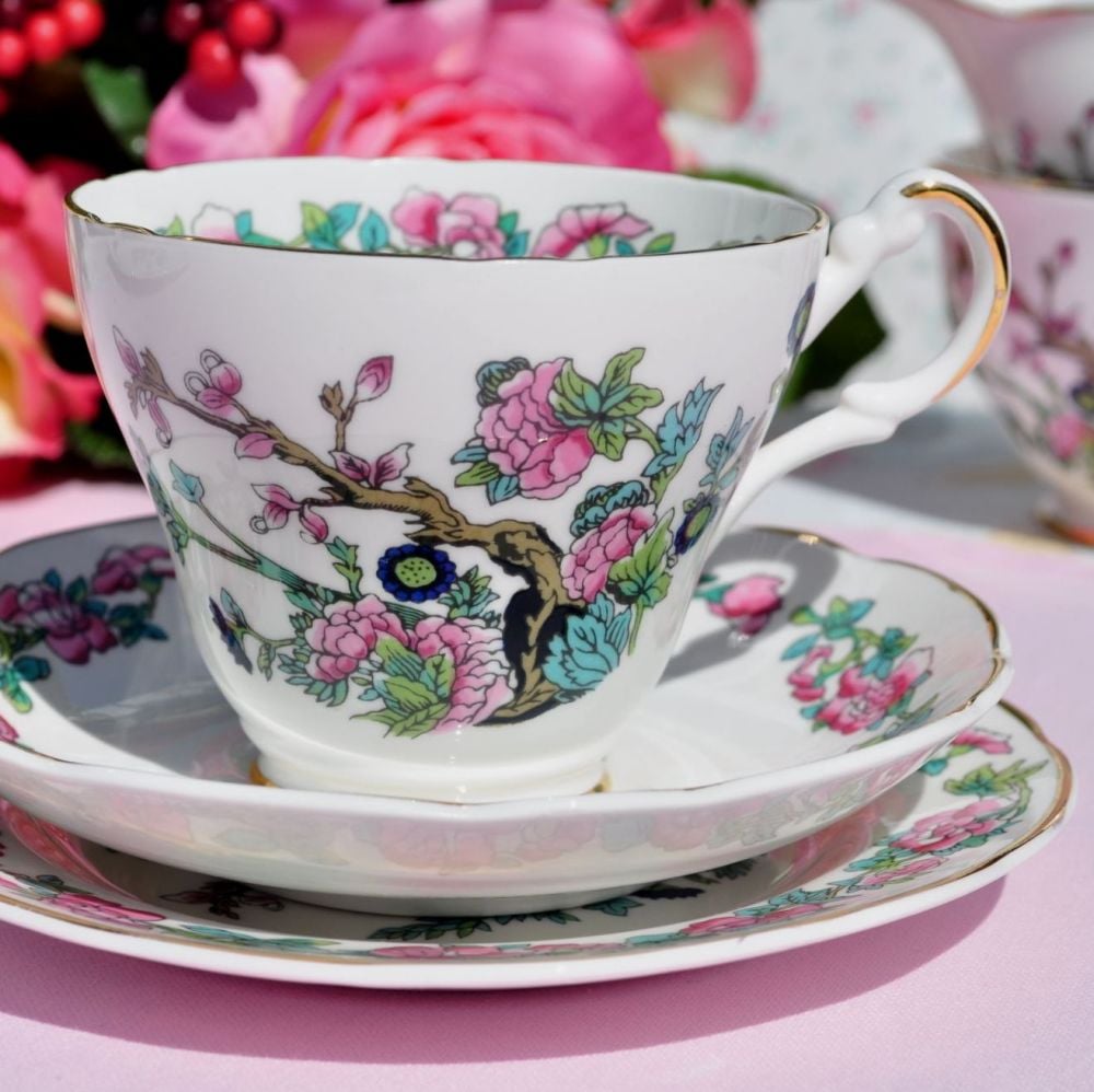 Argyle Indian Tree Vintage Bone China Teacup Trio