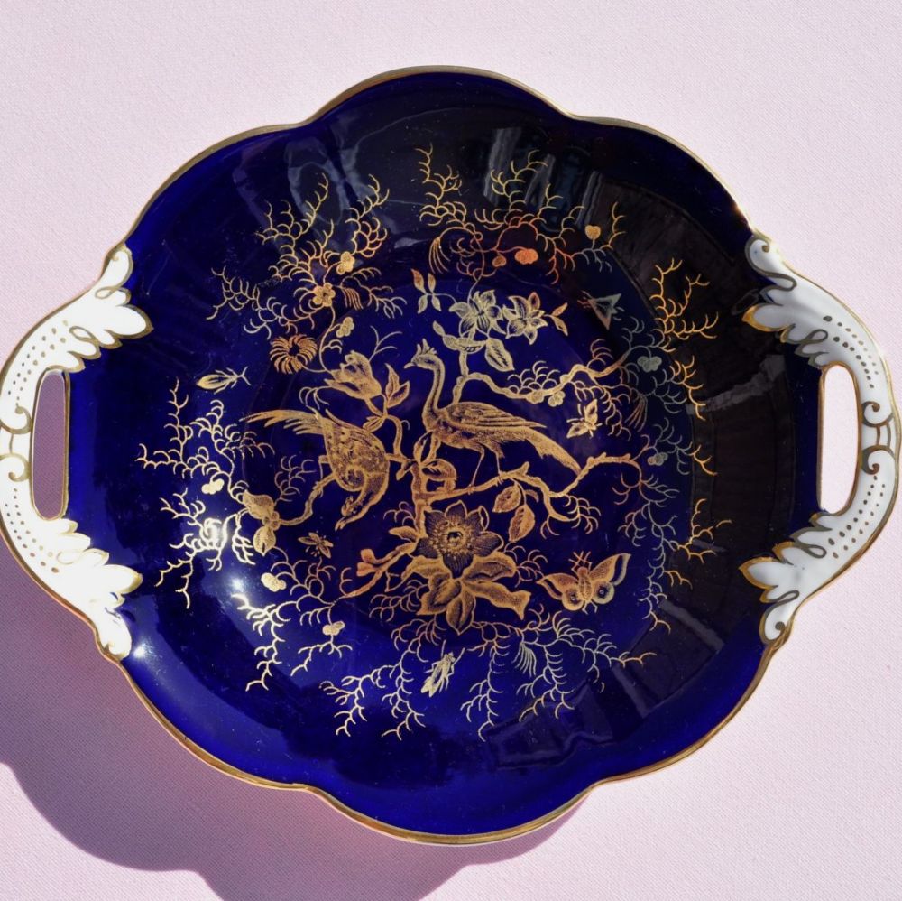 Coalport Cobalt Blue & Gold Vintage Bone China Biscuit Tray