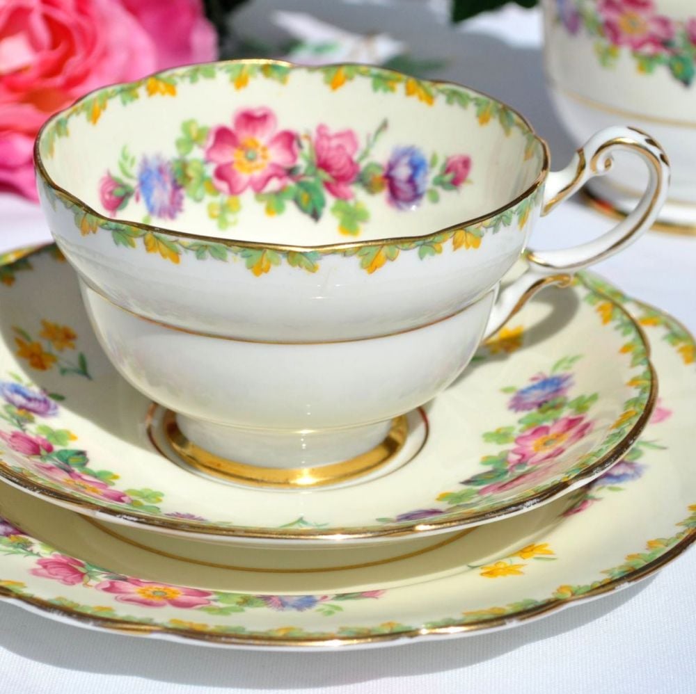 Paragon George VI Coronation Floral China Teacup Trio c.1937