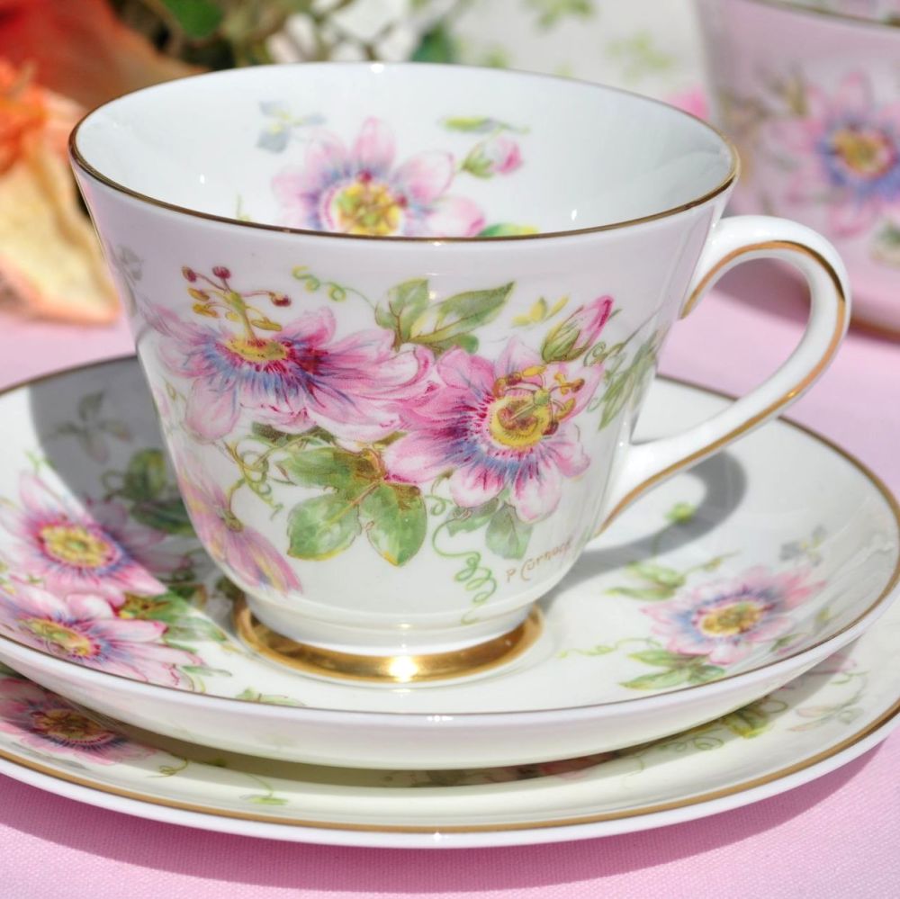 Royal Doulton Passion Flower Teacup Trio c.1944