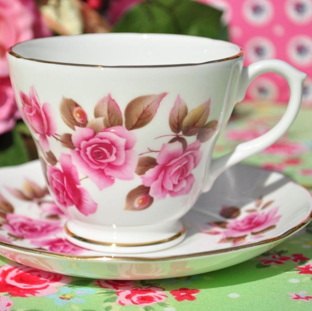 Duchess Pink Rose Vintage Teacup and Saucer