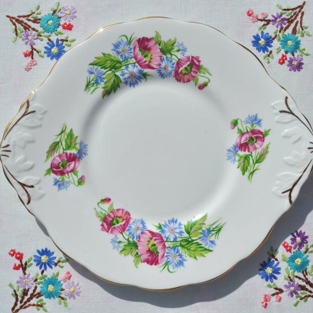 Sandringham Poppies and Cornflowers Cake Serving Plate c.1950s