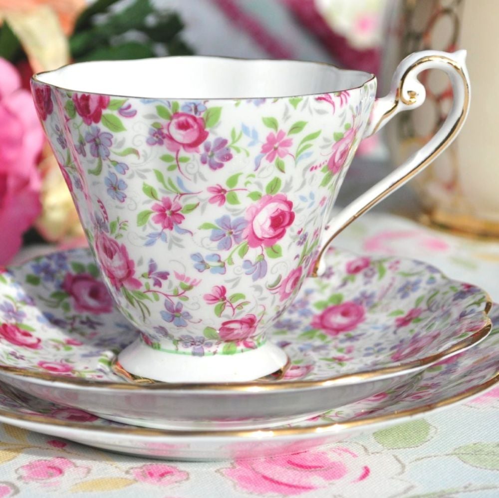Royal Standard Chintz Fine Bone China Vintage Tea Trio