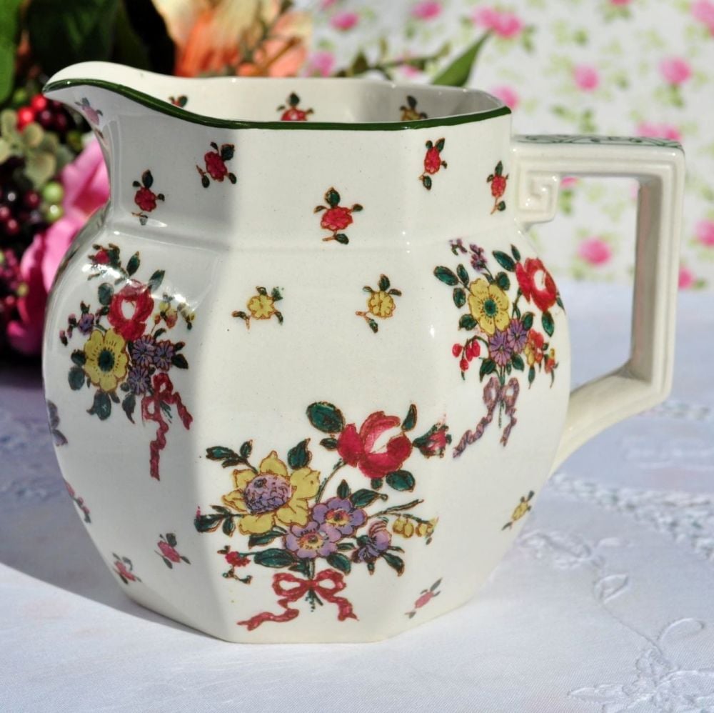 Royal Doulton Old Leeds Sprays Fine Earthernware 2 Pint Pitcher Jug