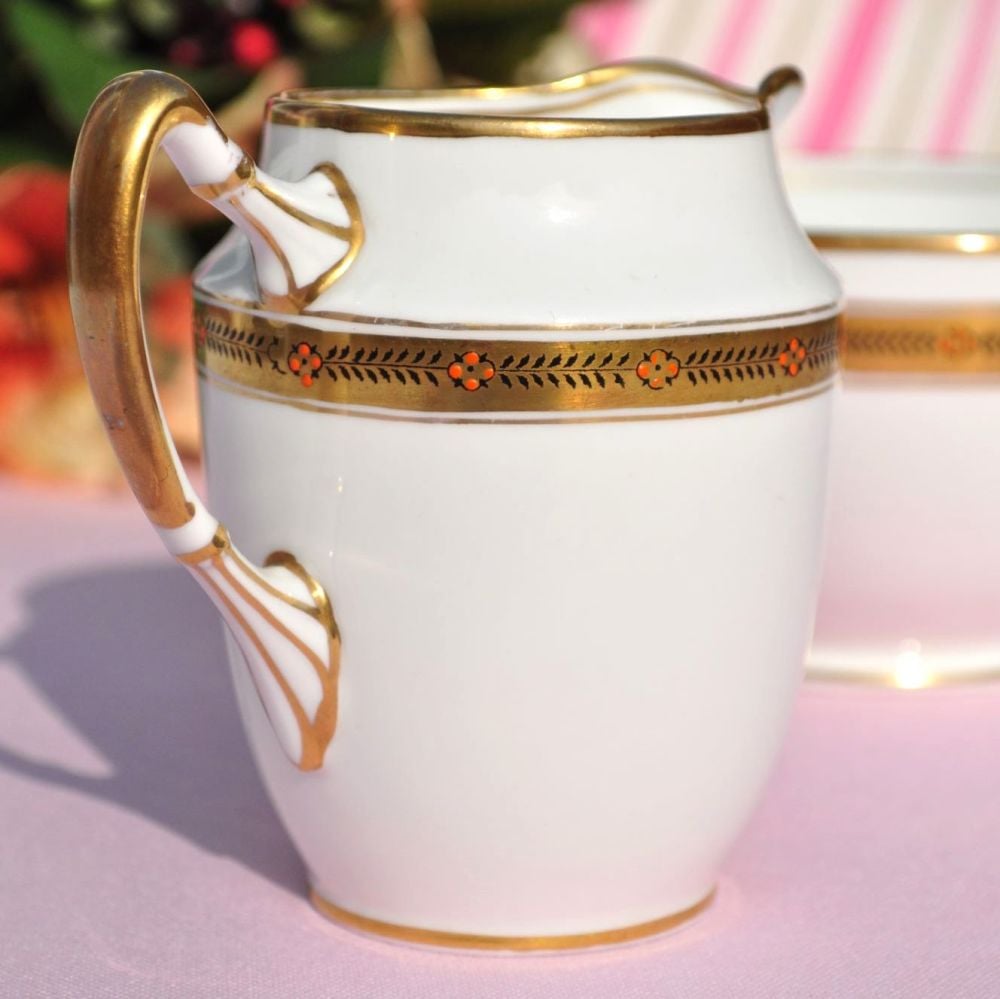 Shore & Coggins Antique Gold Garland Milk Jug & Sugar Bowl c.1911