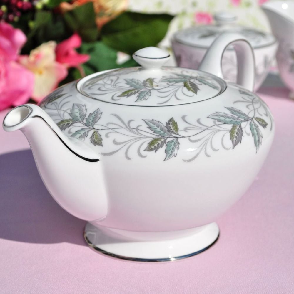 Royal Tuscan Rondeley Platinum Trim Teapot, Milk Jug & Sugar Bowl