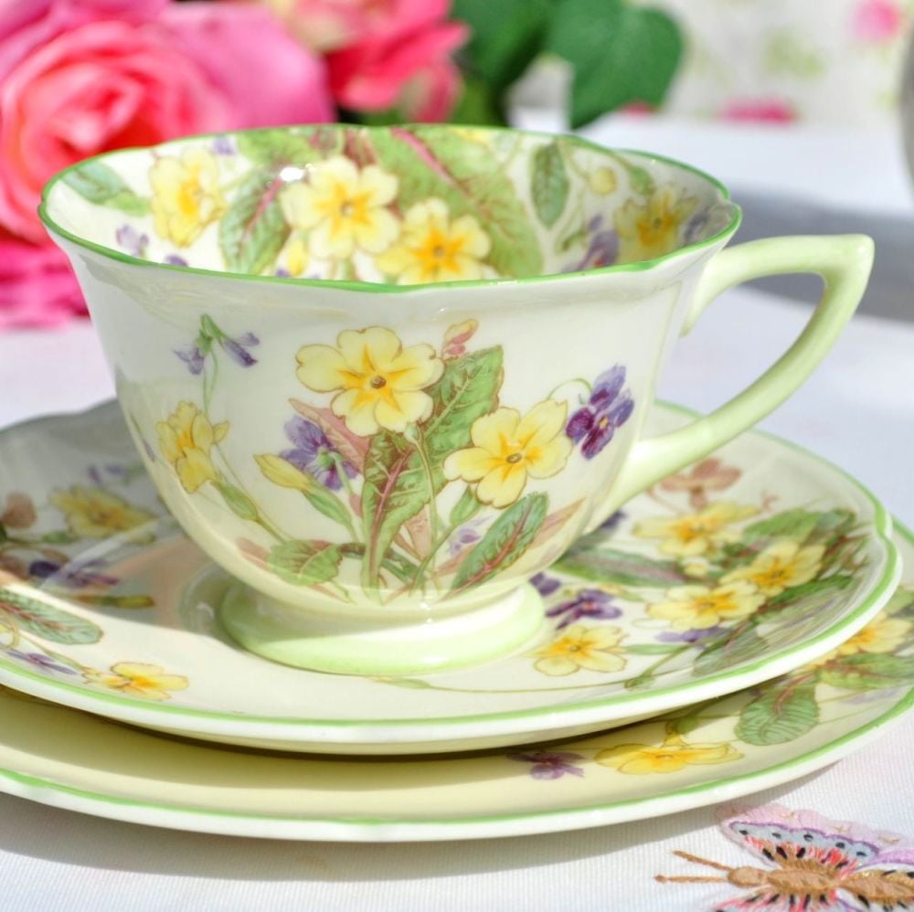 Royal Doulton April Primroses & Violets Vintage Teacup Trio