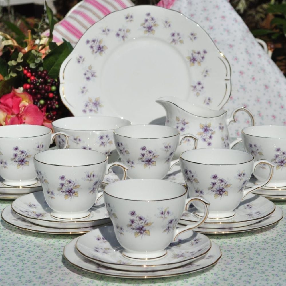 Duchess Violets 21 piece vintage tea set