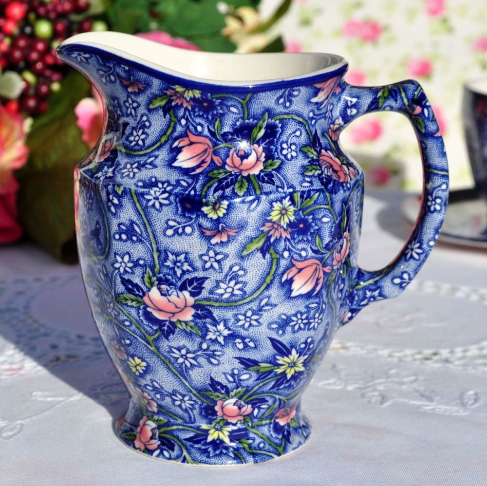 Ringtons Blue Chintz Vintage China Milk Jug by Sadler