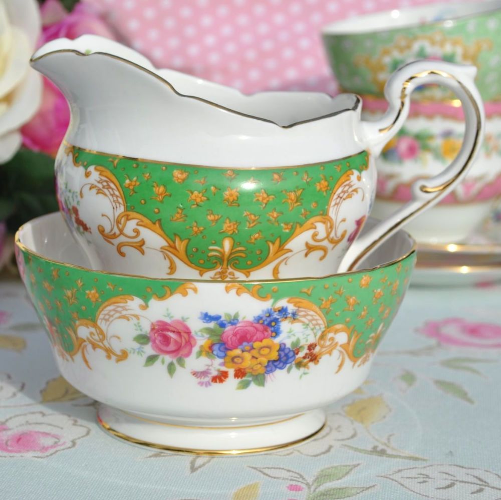 Paragon Rockingham Green Vintage Cream Jug and Sugar Bowl