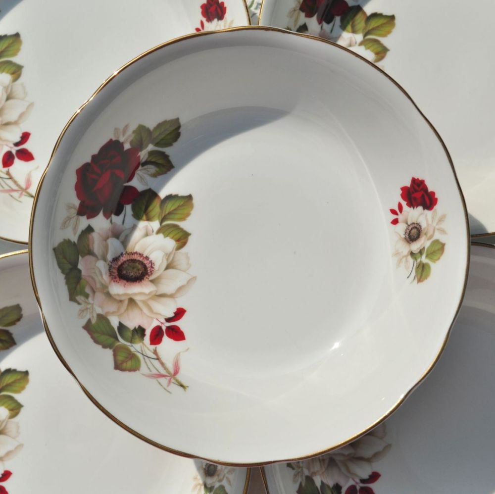 Royal Ascot Red Rose Dessert Dishes x 6 