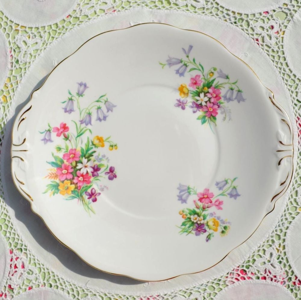 Queen Anne Old Country Spray Vintage China Cake Plate c.1960s