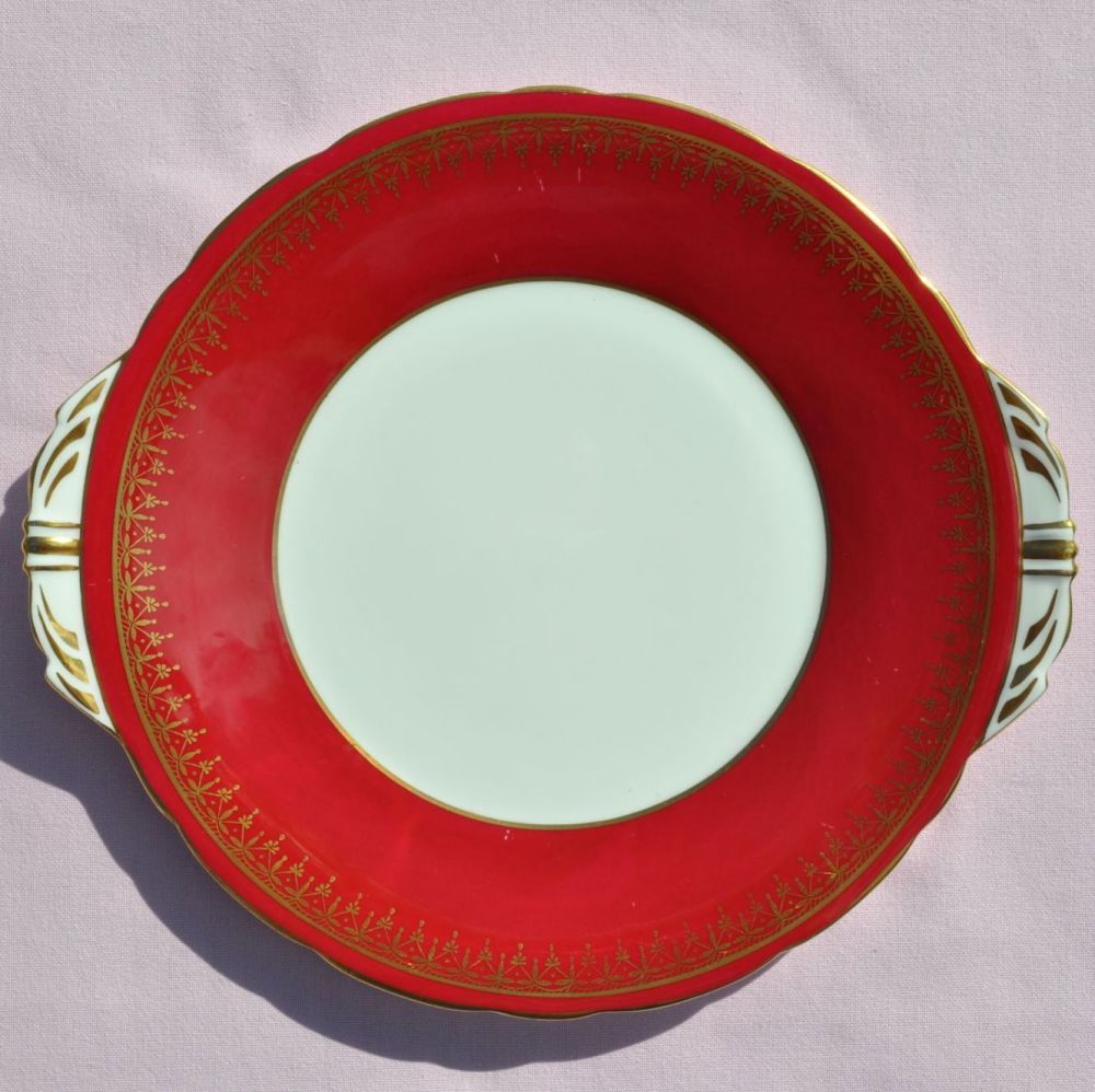 Aynsley Red & Gold Cake Plate