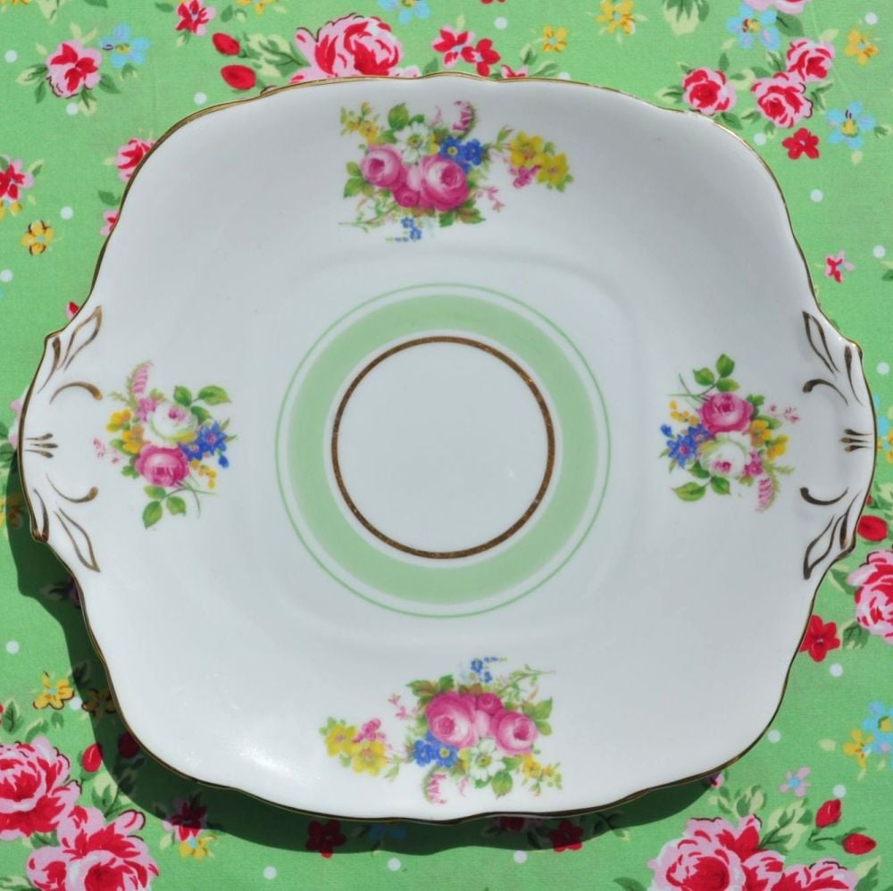 Royal Stafford Floral and Green Vintage Cake Plate