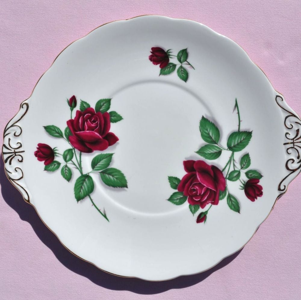 Royal Standard Red Velvet Vintage Fine Bone China Cake Plate