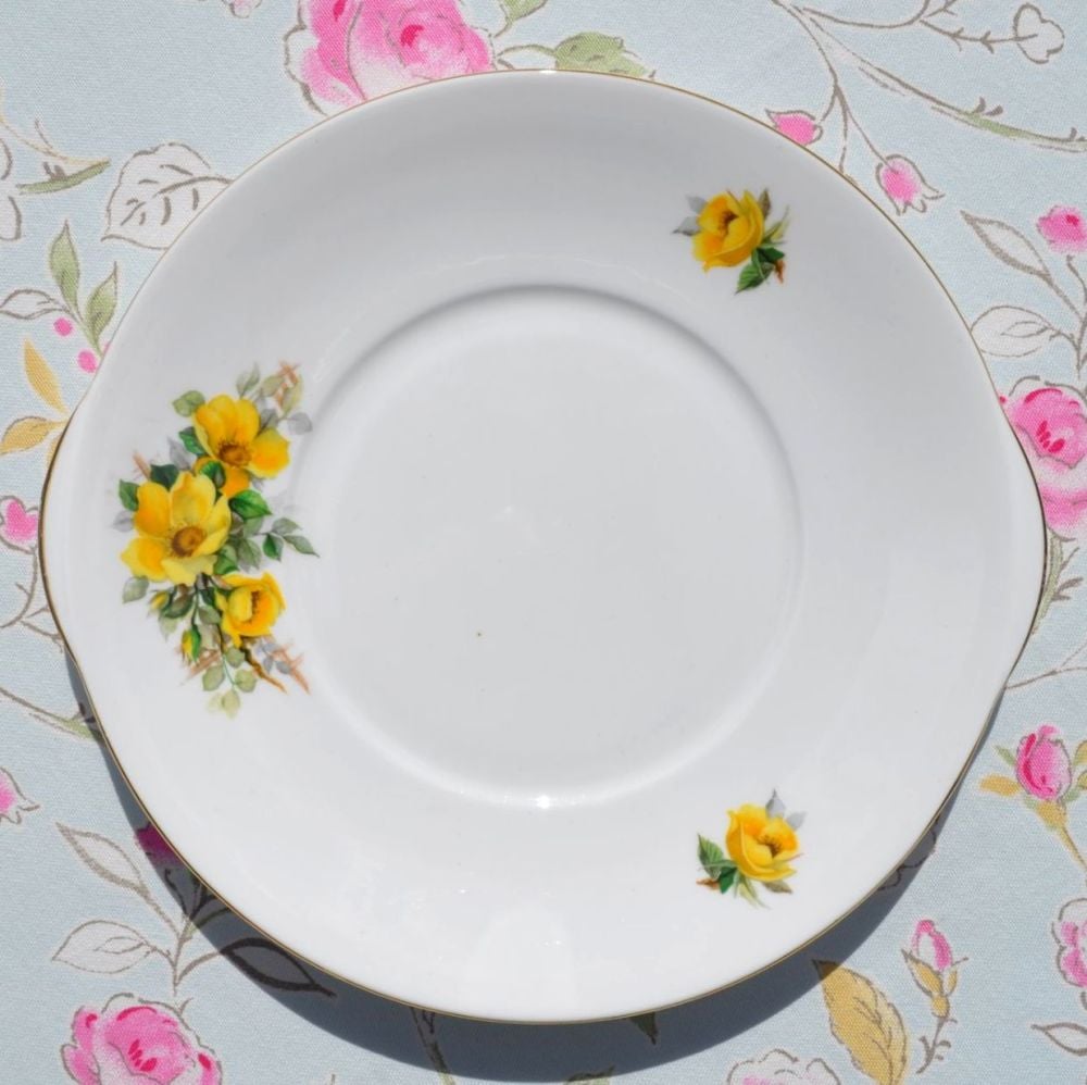 Royal Grafton Yellow Roses Vintage China Cake Plate