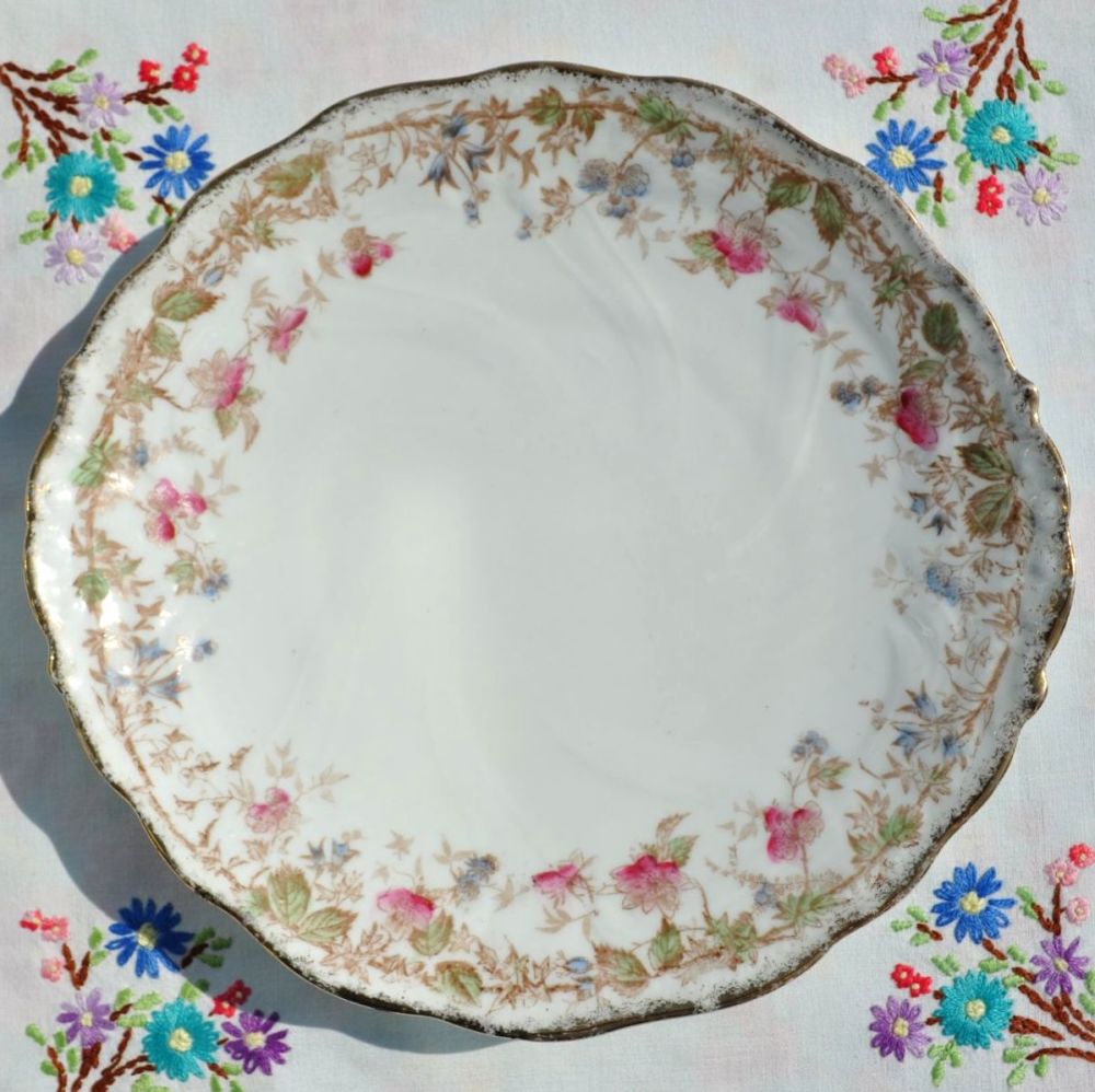 Antique Hand Painted Floral Cake Plate c.1870s