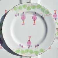 Hand Painted Fuchsia Tea Plates Set of Six c.1954-9