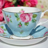 Royal Albert Polka Blue Teacup and Saucer