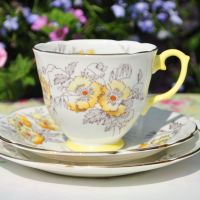 Lemon Glazed Poppy Teacup Trio