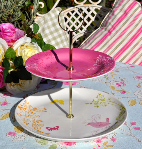 Pink Birds and Butterfly New 2 Tiered Cake Stand