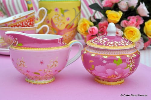 Gabrielle New Pink Floral Bone China Lidded Sugar Bowl and Milk Jug or Crea