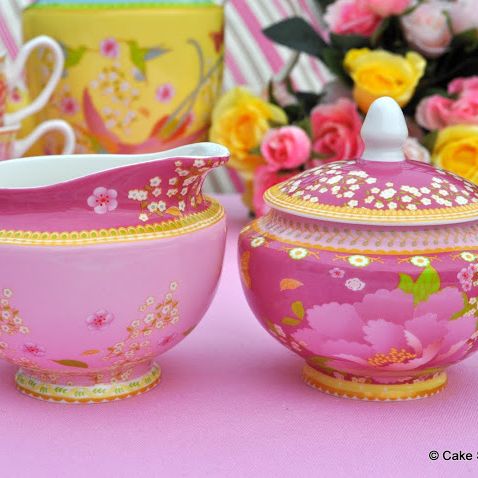 Gabrielle Pink Floral Milk Jug and Sugar Bowl 
