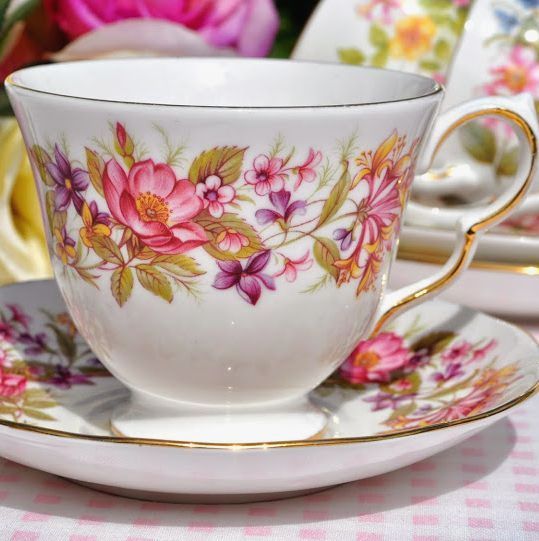 Colclough Wayside Vintage English Bone China Teacup and Saucer