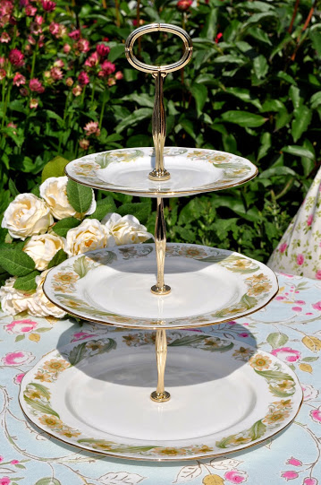 Duchess Greensleeves English Vintage Bone China 3 Tier Cake Stand