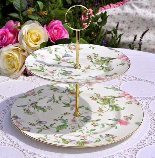 Wedgwood Sweet Plum Two Tiered Cake Stand